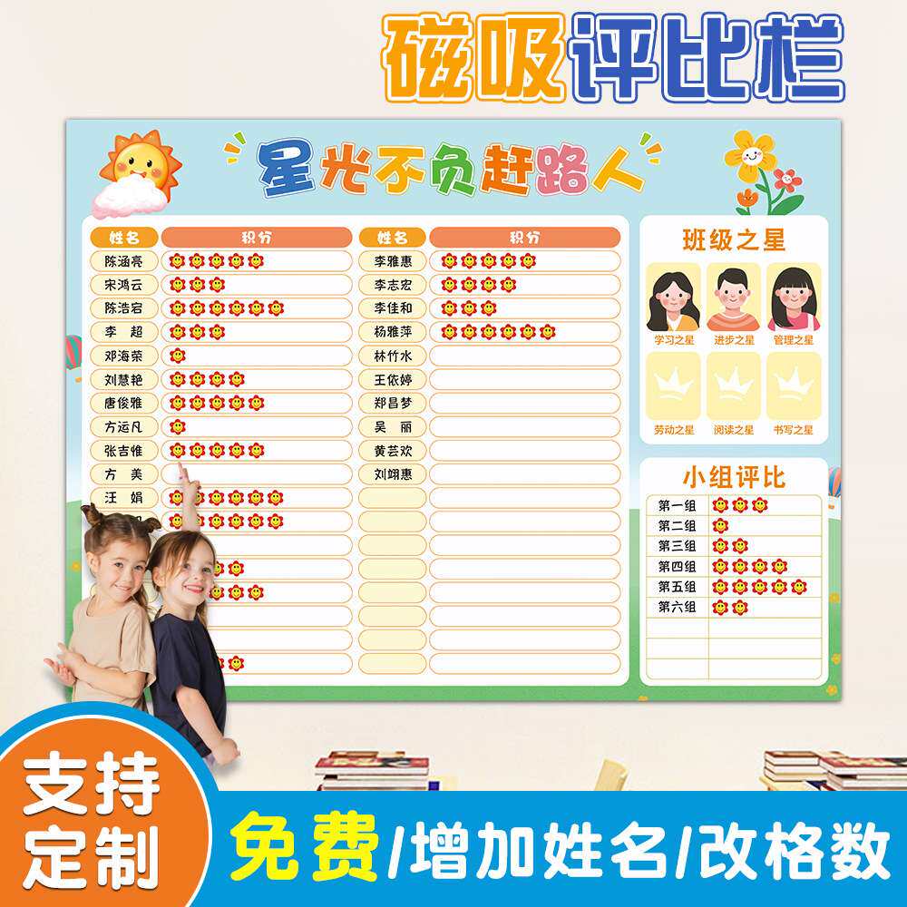 班级评比栏墙贴教室你追我赶中小学生评分表学生磁性积分榜幼儿园