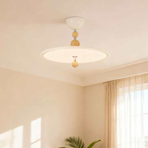 意式卧室吸顶灯护眼灯具2026新款原木奶油风餐厅飞碟灯中山灯具