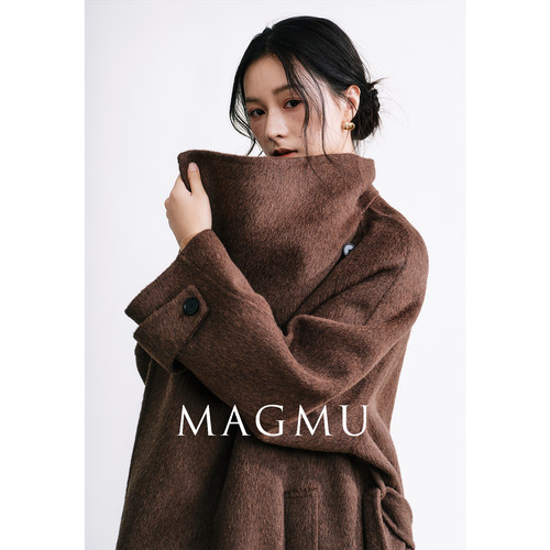 MAGMU【宿云】羊毛双面呢大衣女中长款山羊绒外套25年秋冬新款