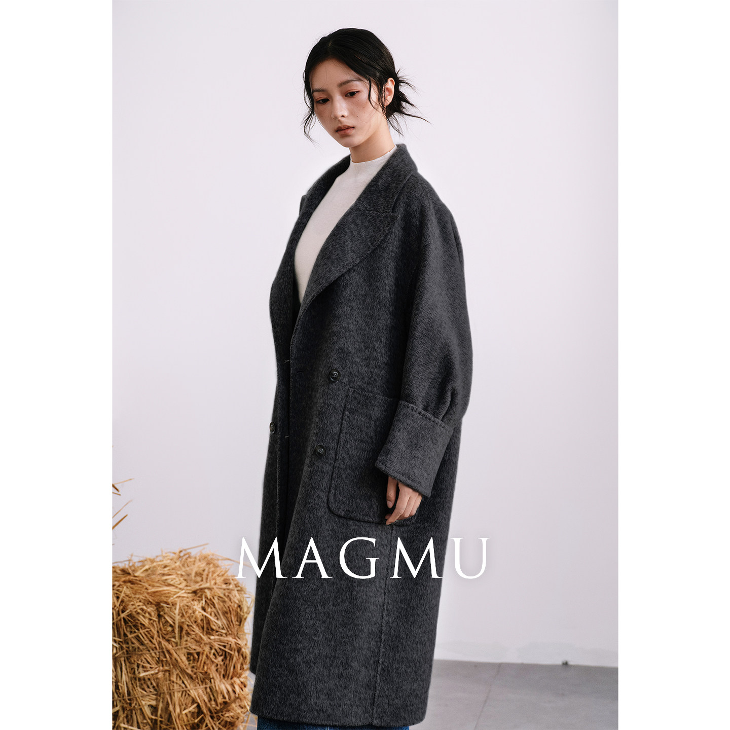 MAGMU【苏黎世的冬】赵丽颖同款老钱风中长款双面羊毛呢大衣外套