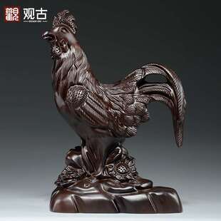 黑檀木公鸡实木质动物十二生肖鸡雕刻摆件家居客厅属鸡装饰工艺品