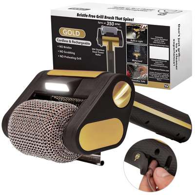 跨境Bristle-Free Grill Brush电动不锈钢滚轮烧烤架充电清洁器刷