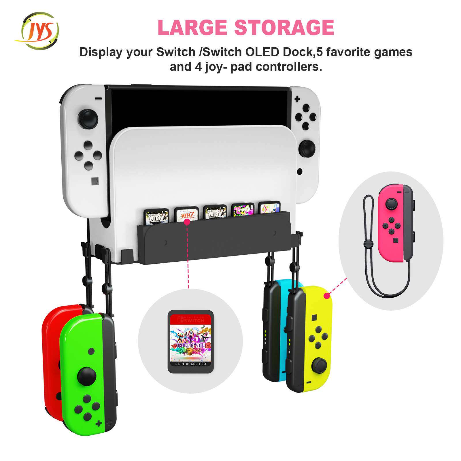 Switch/SwitchOLED二合一主机手柄墙式支架带一出二磁吸充电线