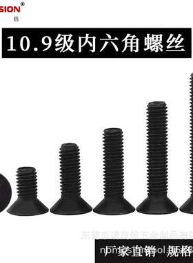 10.9级公制沉头内六角平头内六角黑色螺栓 DIN7991M8M10M12M16M20