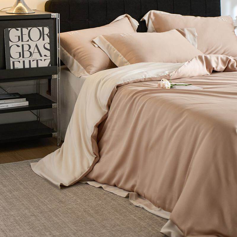 夏季简约轻奢凉感天丝四件套裸睡双面天丝被套床单床上用品
