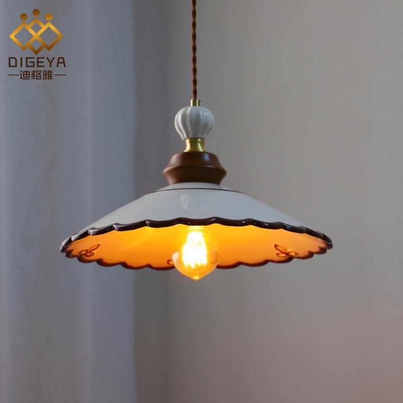 中古风手绘陶瓷吊灯法式复古奶油风餐厅床头玄关吧台书房茶室灯具