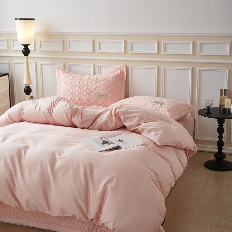 A类全棉夹棉床盖四件套高级纯棉加厚床单防滑四季通用榻榻米铺盖