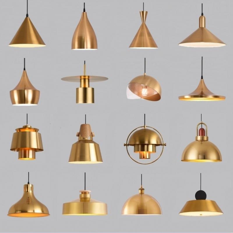 轻奢金色餐饮吊灯铜色工业风灯饰火锅烤肉店酒吧吧台咖啡厅商用灯