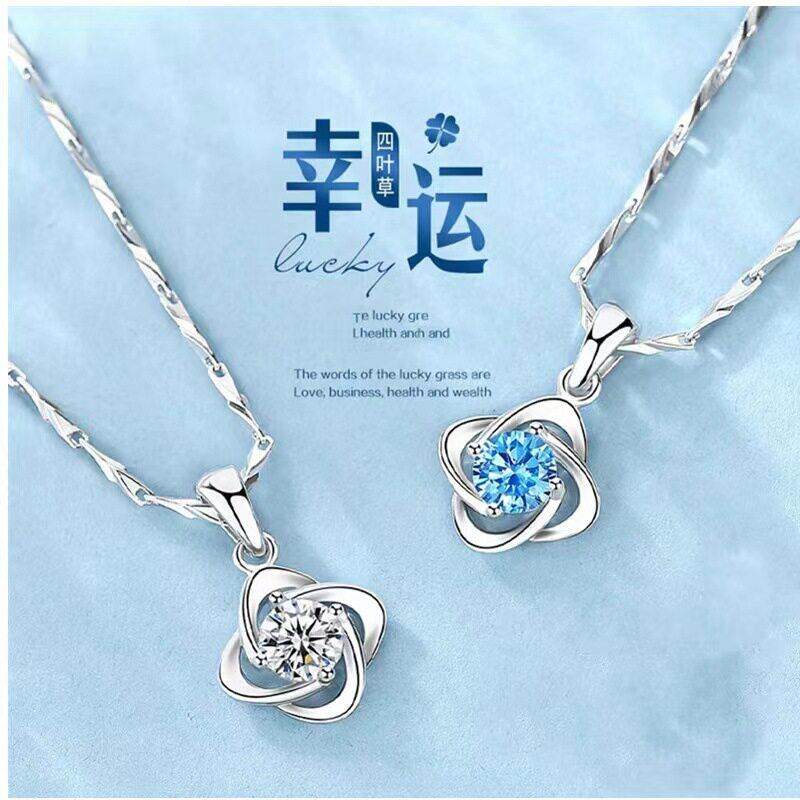 S999足银吊坠简约四叶草项链女时尚锁骨链日韩纯银项链厂家直销