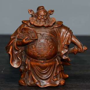 小叶黄杨木雕浩然正气钟馗天师摆件降妖除魔手把件工艺品复古装饰