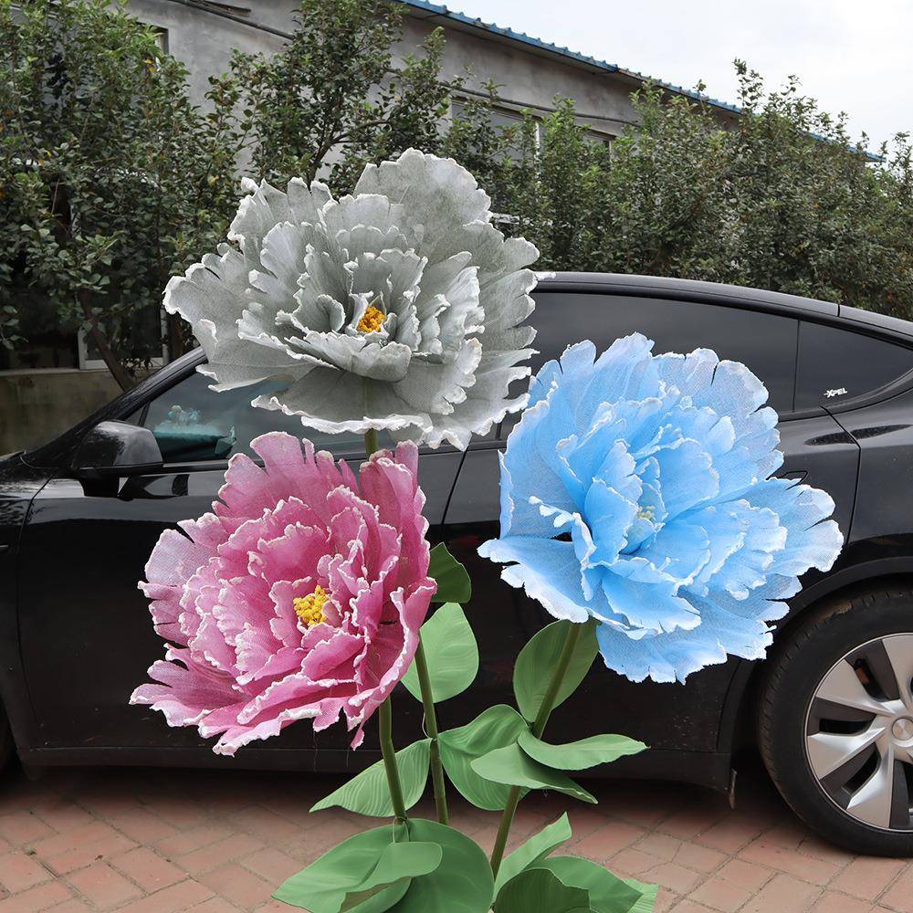 巨型仿真亚麻牡丹花婚庆装饰家居装扮商场布景拍摄道具仿真花套装