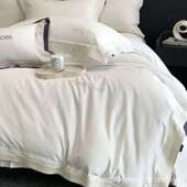 清雅自然刺绣全棉四件套纯色黄金棉高档纯棉床单被套酒店床品MLC