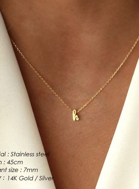 欧美新款小写字母穿孔吊坠项链