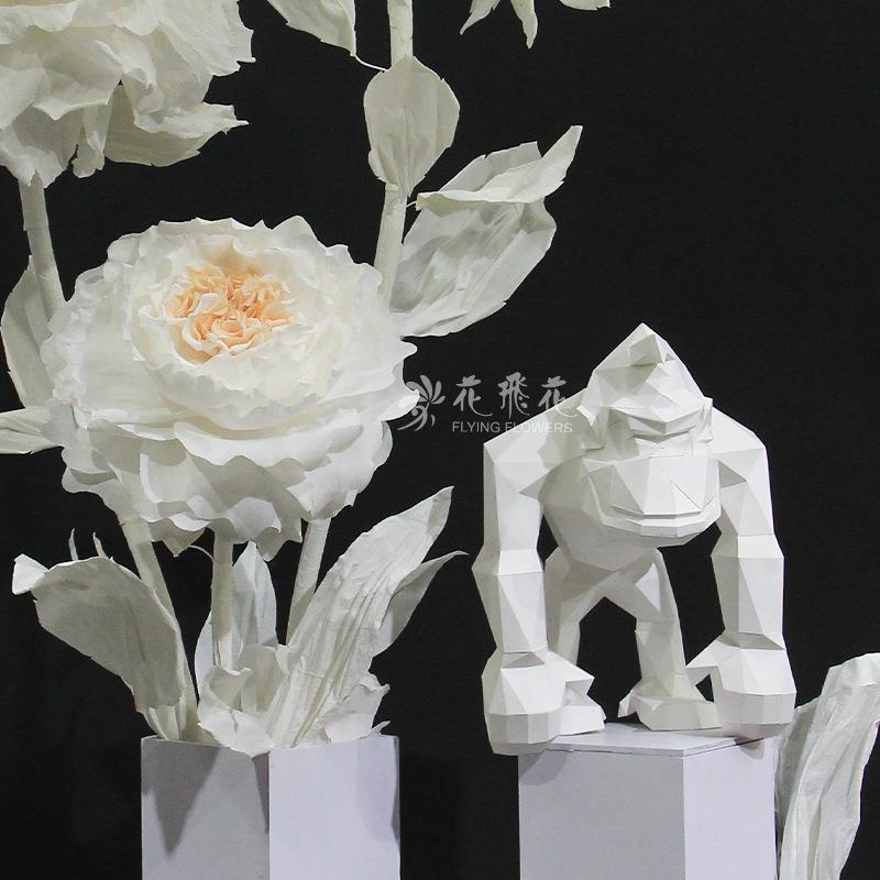 花飞花手工创意折纸艺术纸模成品空间装饰拍摄道具橱窗美陈-猩猩