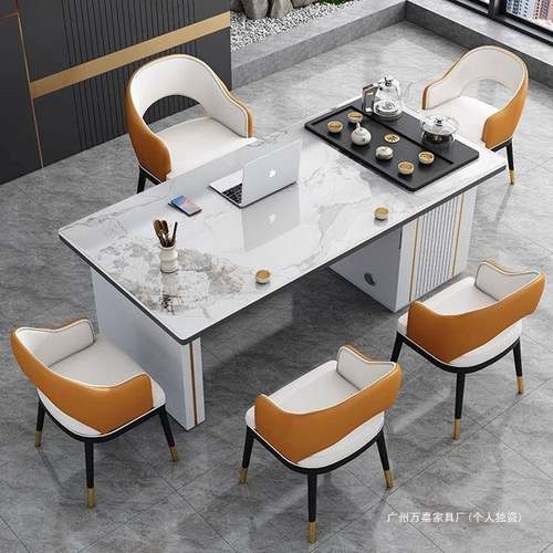 小户型岩板茶桌轻奢办公家用一体简约现代茶台阳台多功能泡茶桌子