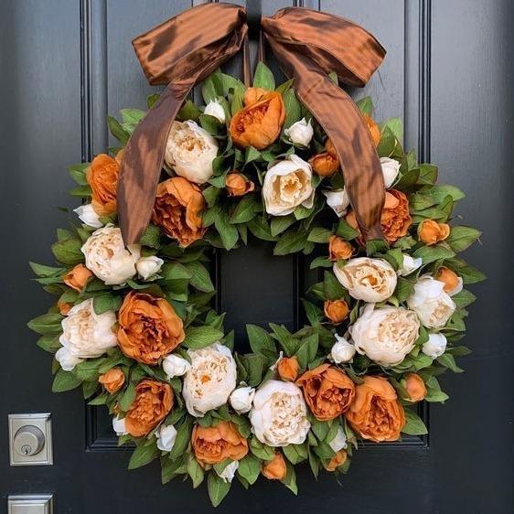 节日家居装饰品仿真花牡丹丰收感恩接门墙挂件花环橱窗摆设花环