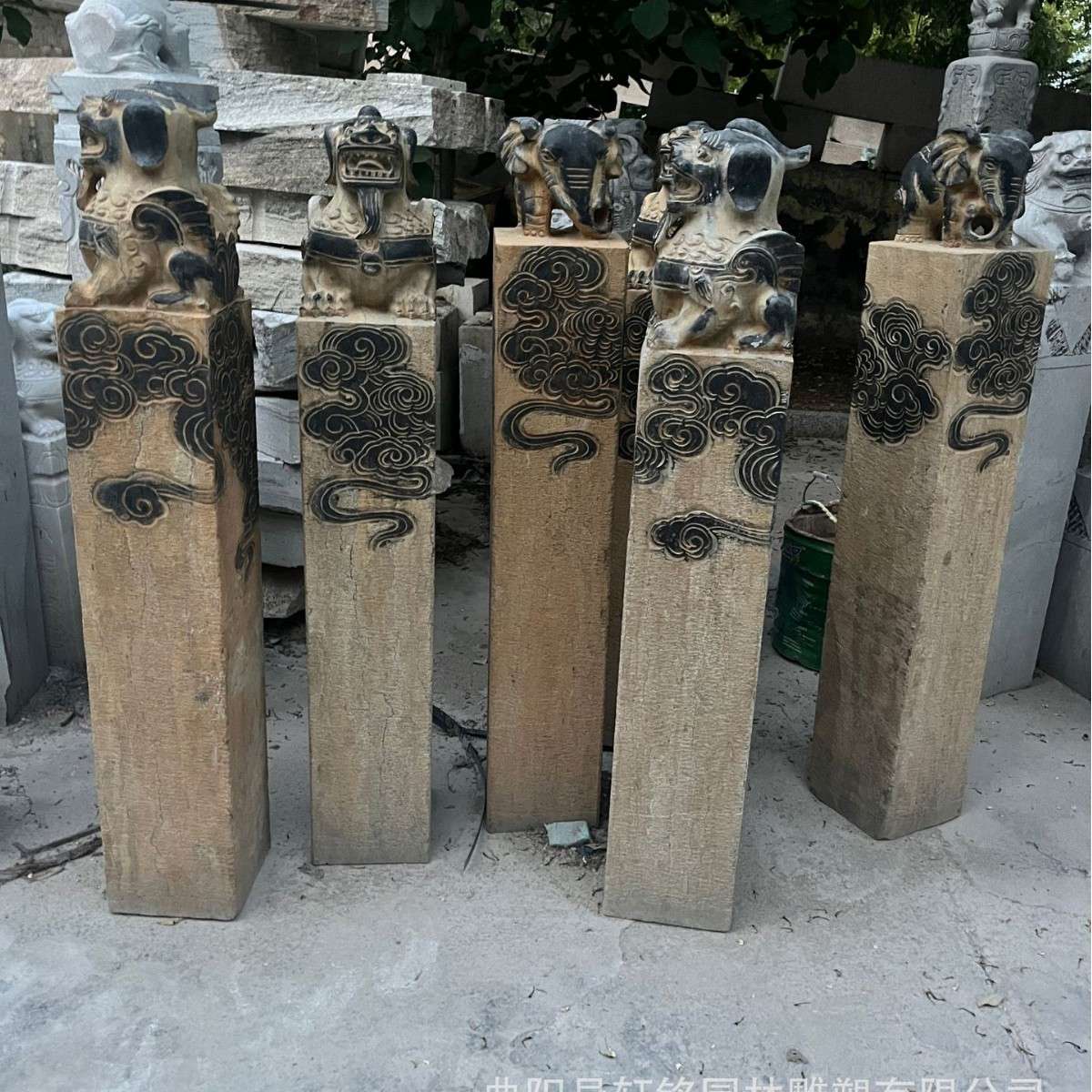 石雕拴马桩做旧狮子拴马桩青石仿古拴马桩庭院门口装饰家居摆件