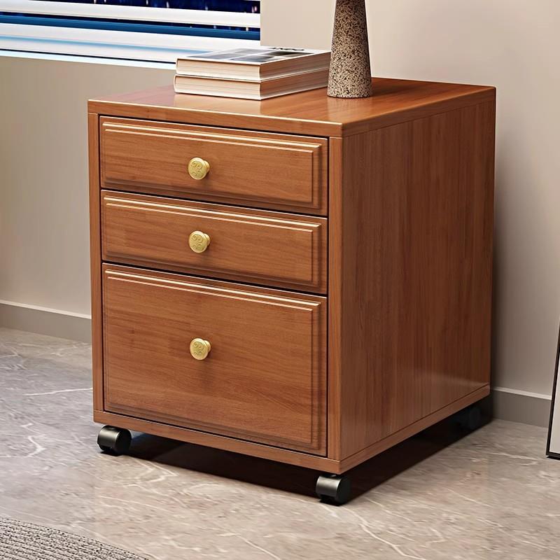 实木床头柜办公室文件柜小户型卧室床边三斗柜多功能收纳柜可移动