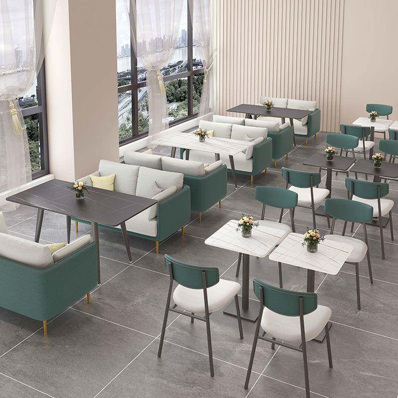 现代简约奶茶店咖啡厅桌椅组合西餐厅甜品4s店售楼部洽谈接待沙发