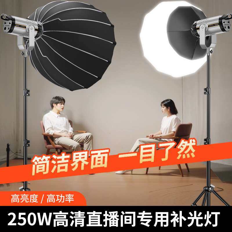 直播间大功率补光灯深抛格栅常亮摄影灯250W高清直播间灯光设备