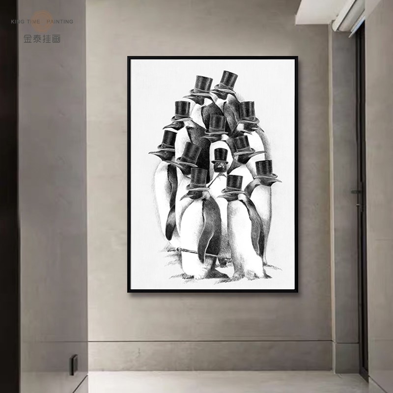 黑白装饰画现代简约风格素描玄关过道走廊挂画客厅卧室背景墙壁画图片