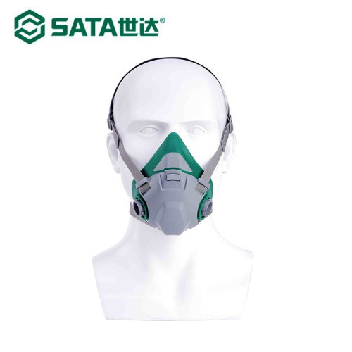 世达双滤盒四阀半面罩防毒面罩套装防苯滤棉 FH0601硅胶防尘面罩