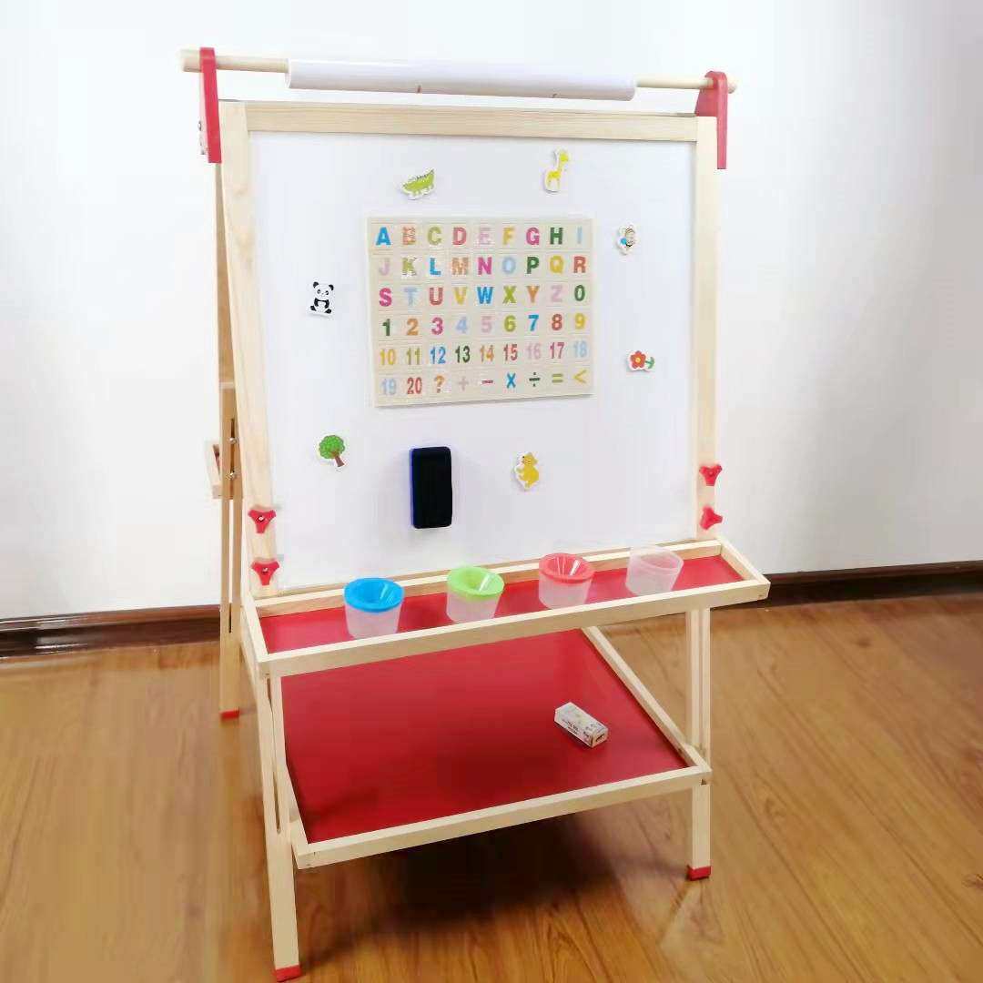木制家用两面双用学生支架式画画板写字板儿童画板带磁铁的字母