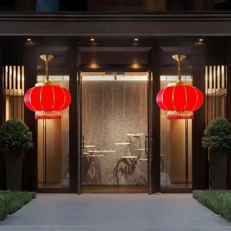 中式全铜红灯笼吊灯古典中国风过道阳台灯防水户外庭院别墅大门灯