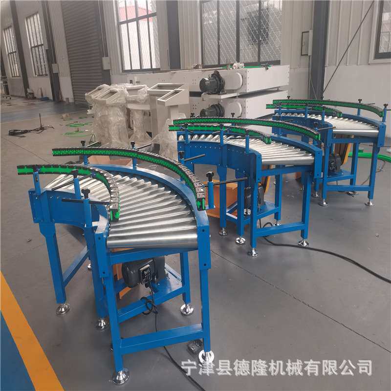 积放滚筒转弯输送机90度电动辊筒传送带可调速不锈钢辊道运输带