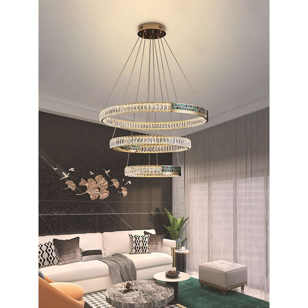 新款简约轻奢水晶吊灯客厅现代高档LED灯饰复式楼大厅豪华版灯具