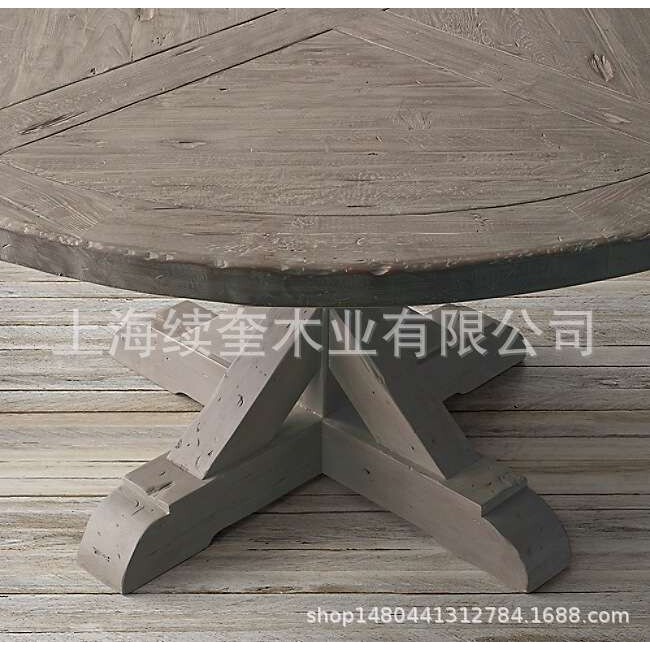 RH美式实木圆桌餐桌椅设计师出口别墅出口跨境电商亚马逊供应商