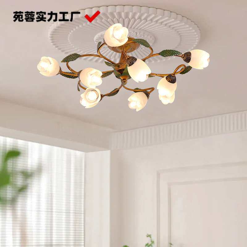美式吸顶灯法式乡村田园复古铁艺客厅灯现代简约led卧室餐厅灯具