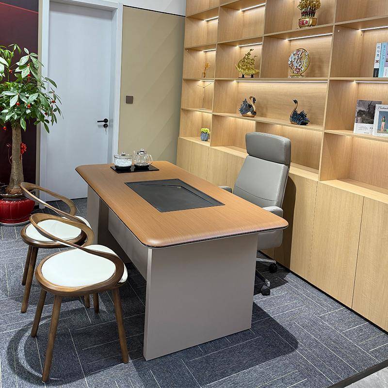 奢意式简约茶台带茶炉小户型高端茶桌客厅会客茶盘泡茶几桌椅