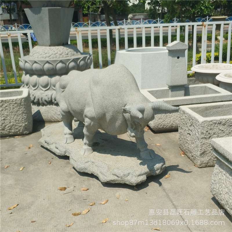 厂家供应石雕花岗岩石牛大理石十二生肖动物奋斗牛风水景观雕塑