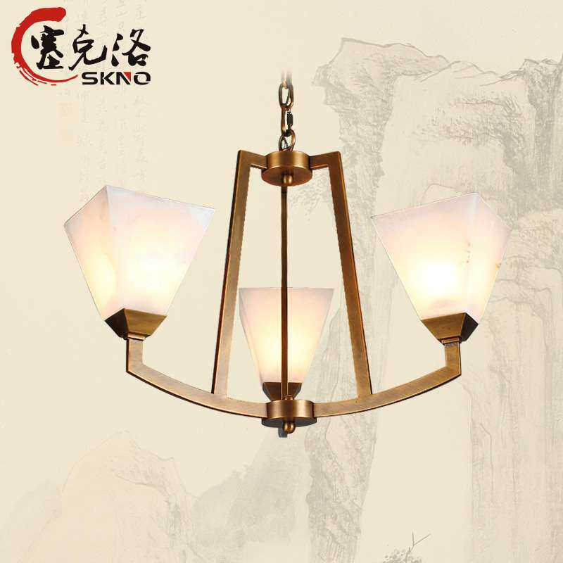 斯克诺全铜天然云石现代简约创意艺术复古客厅卧室餐厅书房吊灯