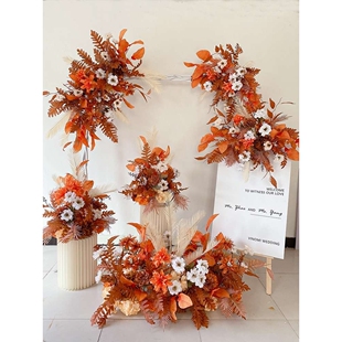 新款秋冬复古婚礼庆堂花排现场布置装饰花路引花排迎宾牌挂花