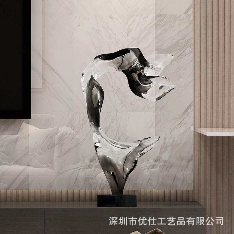 售楼处楼梯间酒店大堂抽象透明树脂雕塑玄关客厅电视柜摆件饰品