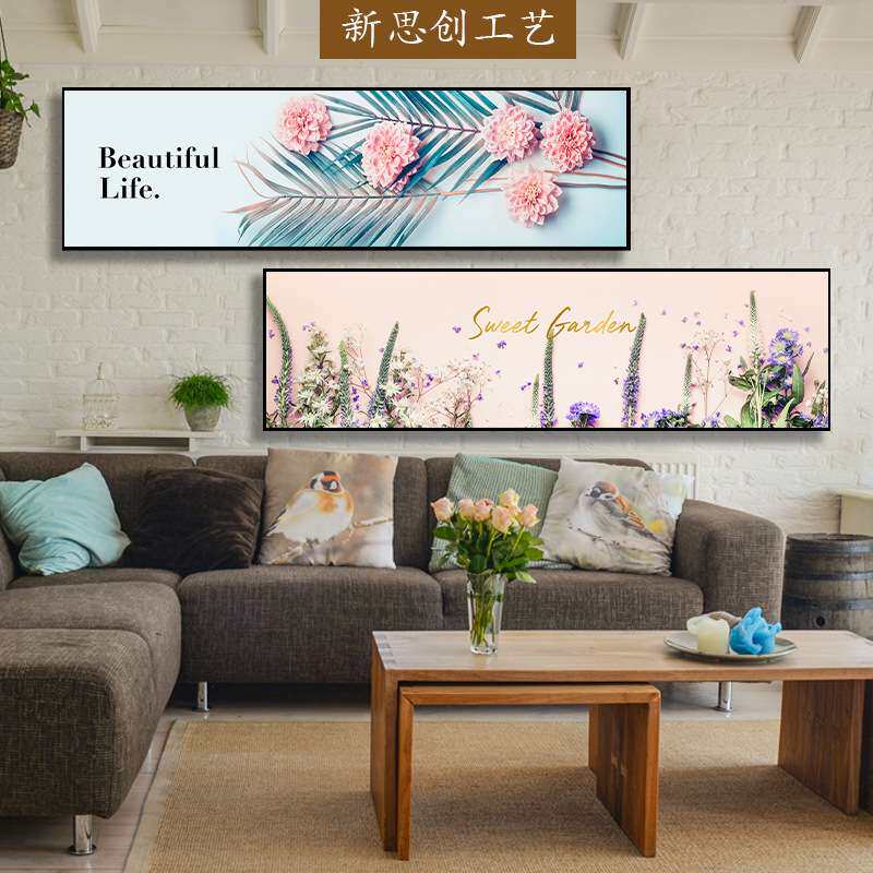 现代简约客厅装饰画卧室床头喷绘挂墙壁画带框油画帆布画厂家