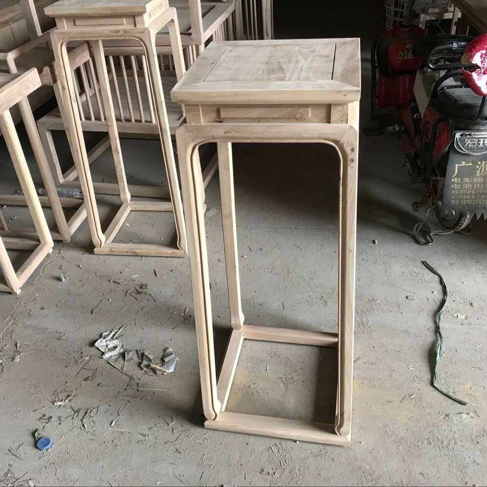 新中式烫蜡老榆木花盆架实木花台展示架花架禅意老榆木家具