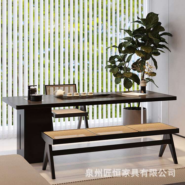 实木阳台茶桌书桌亚克力悬浮泡茶桌子意式极简茶台烧水壶茶盘一体