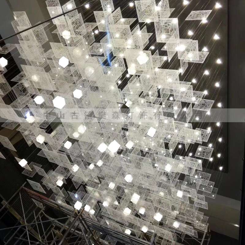 大堂吊灯沙盘灯具别墅亚克力工程灯个性艺术创意大型酒店灯饰