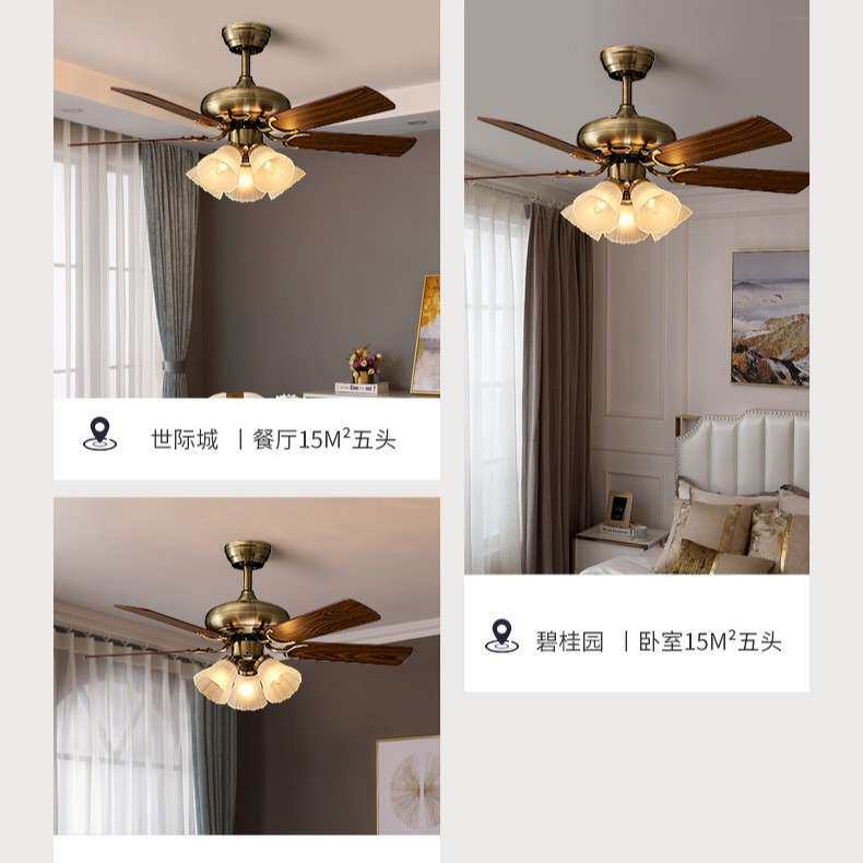 美式餐厅吊扇灯欧式客厅吊灯现代简约灯具卧室风扇灯北欧个性遥控