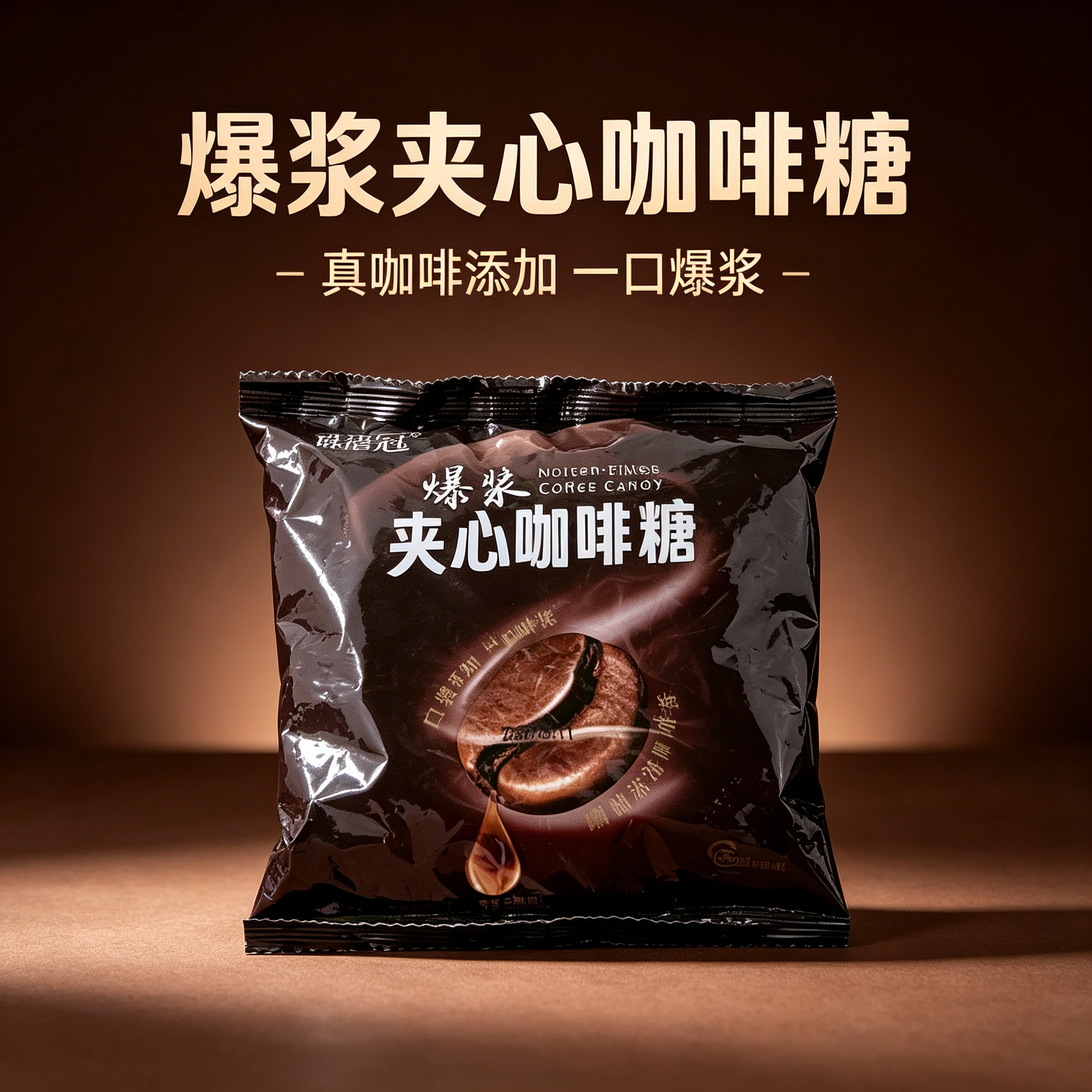 爆款夹心咖啡糖爆浆袋装500g奶糖喜糖提神醒脑太妃焦糖休闲小零食