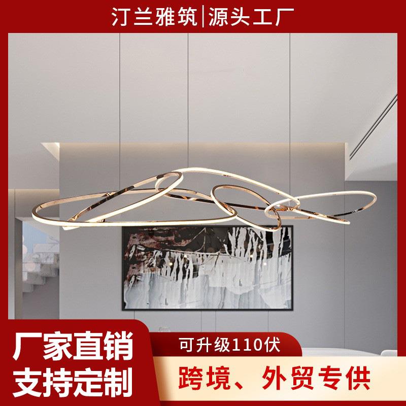 现代极简餐厅吊灯轻奢创意不锈钢高端吧台不规则艺术设计师轻奢风