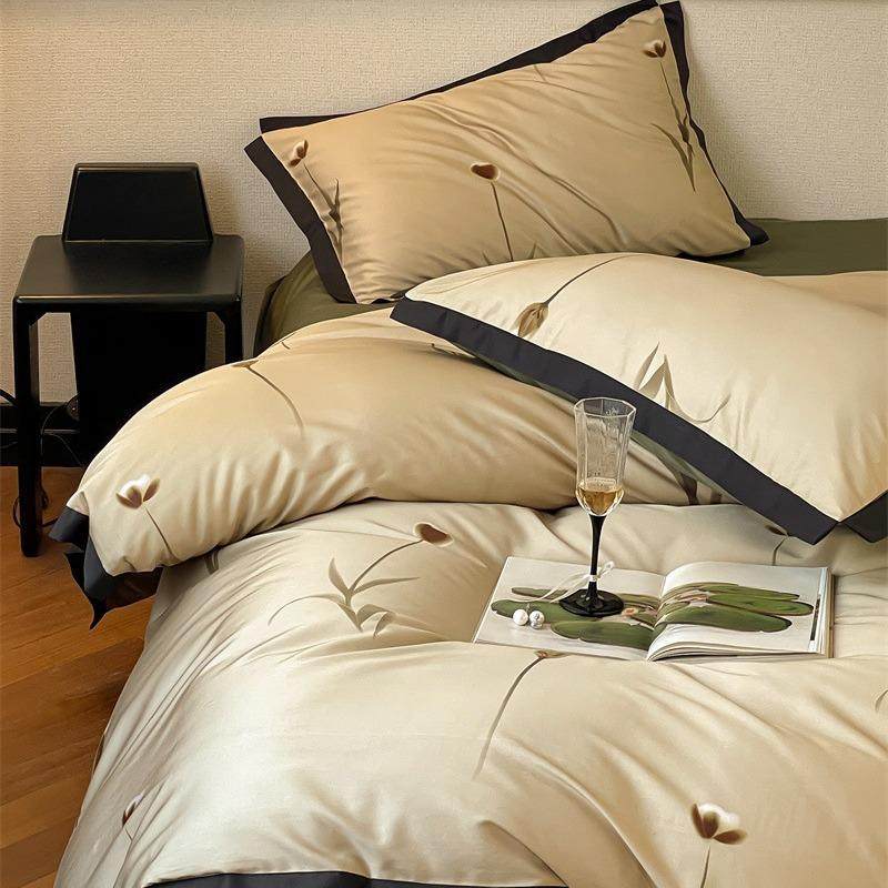 朝花夕拾复古天丝棉床上用品四件套法式印花被套床单床笠双人