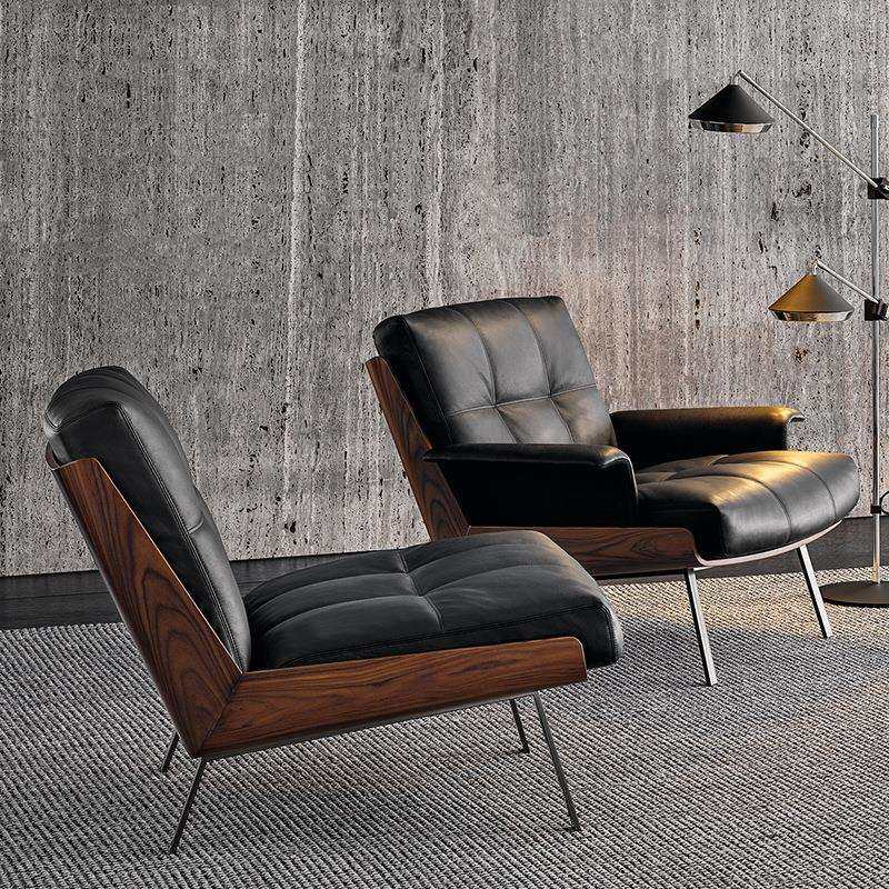 意式轻奢单人沙发椅现代极简老虎休闲椅别墅家用单椅布艺北欧