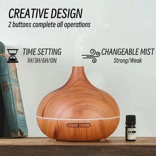 Essential Aromatherapy Oil Diffuser Grai Air Wood Humidifier
