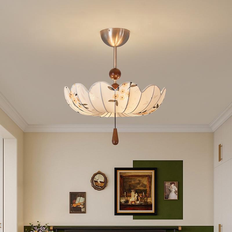 宋氏美学南洋中古繁花卧室吸顶灯花纹布艺法式复古艺术餐厅吊灯