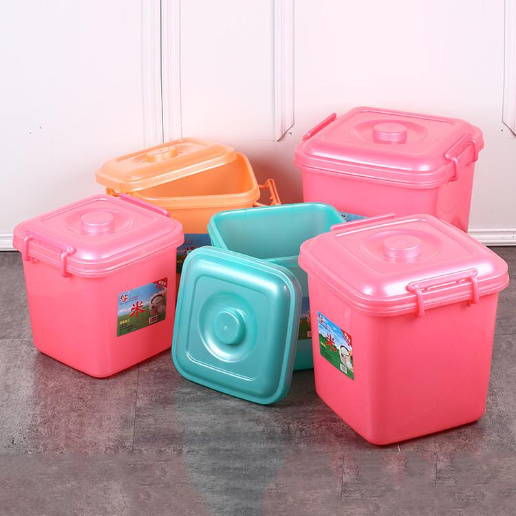 米桶米箱面粉带盖加厚家用防虫防潮30斤50斤塑料密封米缸收纳桶20