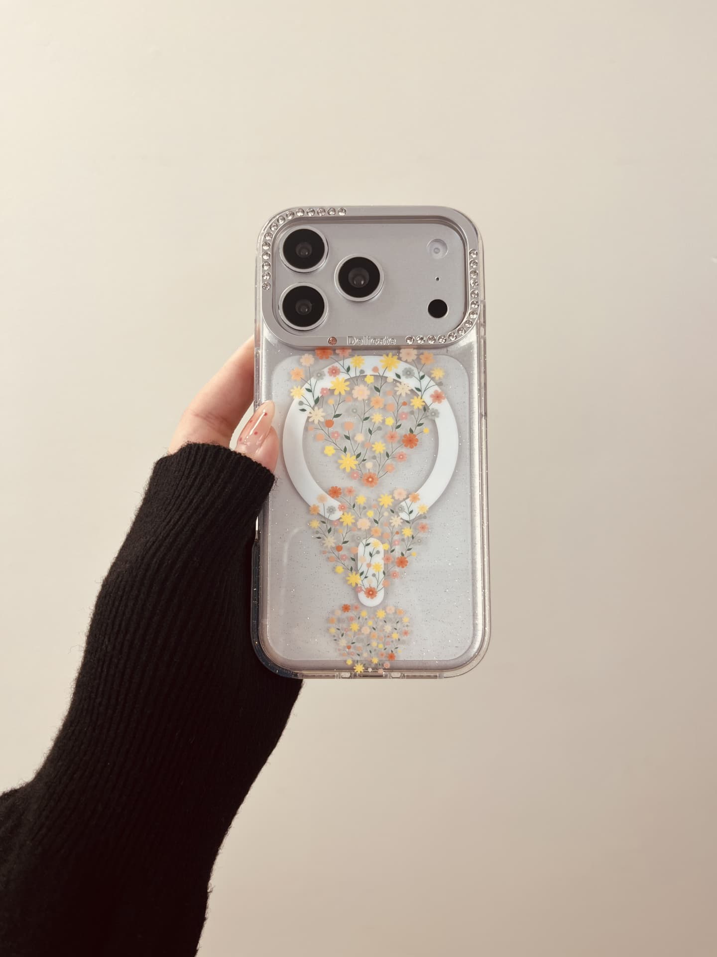 欢可可 ins唯美高级磁吸闪粉爱心花簇适用于iPhone17promax手机壳16pro清新15pro田园风17文艺小众保护套全包